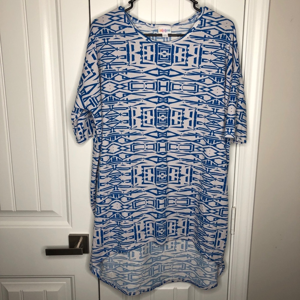 Lularoe Irma Aztec Blue and White Medium Tunic